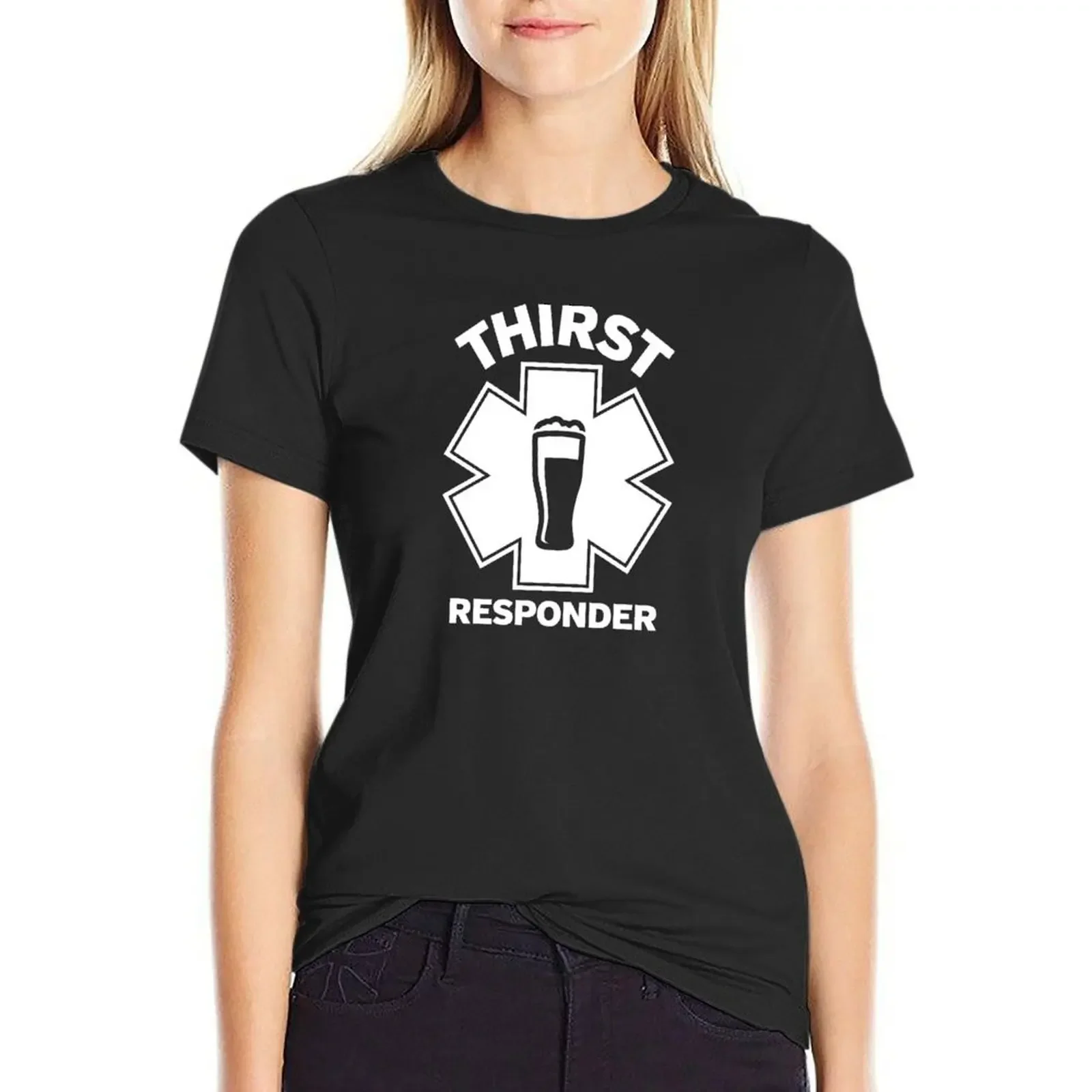 

Thirst Responder Funny Design for Bar Tenders T-Shirt sports fans summer tops cute tops quick-drying Womens graphic t shirts