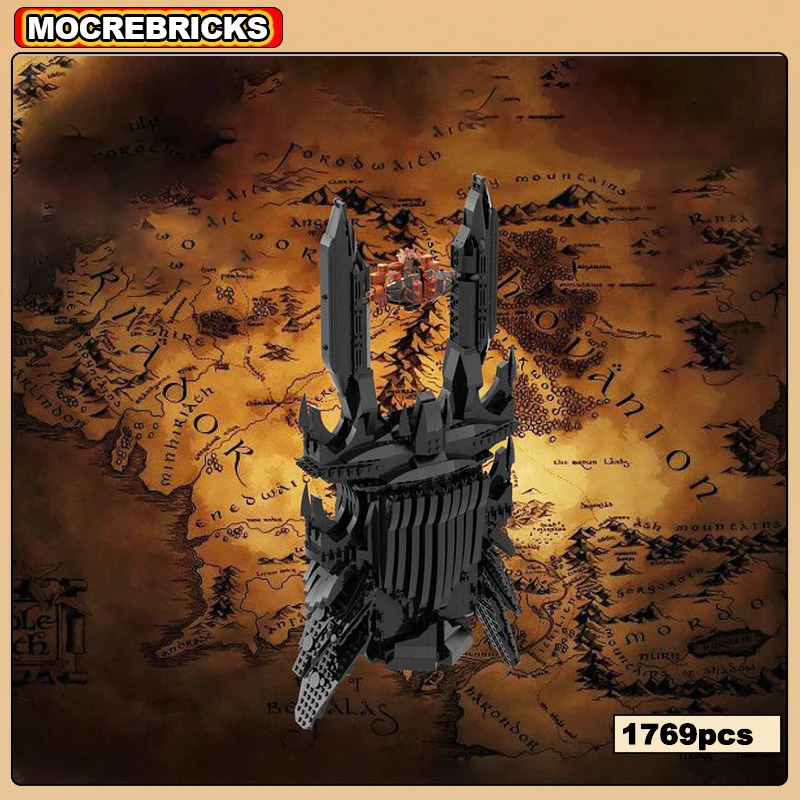 MOC-164351 Famous Architecture UCS Barad-Dur Dark Lord Fortress Tower Building Blocks Set Mordor Base Assemble Model Brick Toy