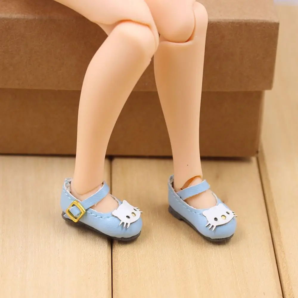 1 Pair DIY Doll Cat Mini Casual Shoes PU Leather Round Toe Blyth Doll Shoes Bow Crystal Decorate Doll Shoes ICY DBS Blyth Doll