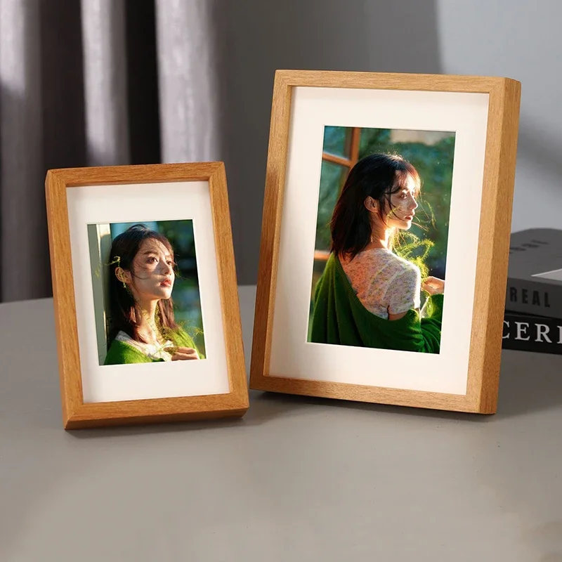 Solid Wood Photo Frame Mortise and Tenon Wooden Picture Frame With Mat & Acrylic Glass Tabletop Wall Mount  A4 Home Decor