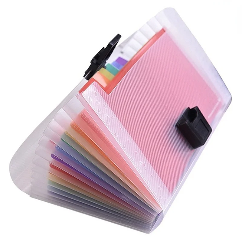 Rainbow Organ Bag Folder Plastic Rope Binding Office A6 Mini Bill Bag 13 Compartment Storage Clip Holder Storage Bag