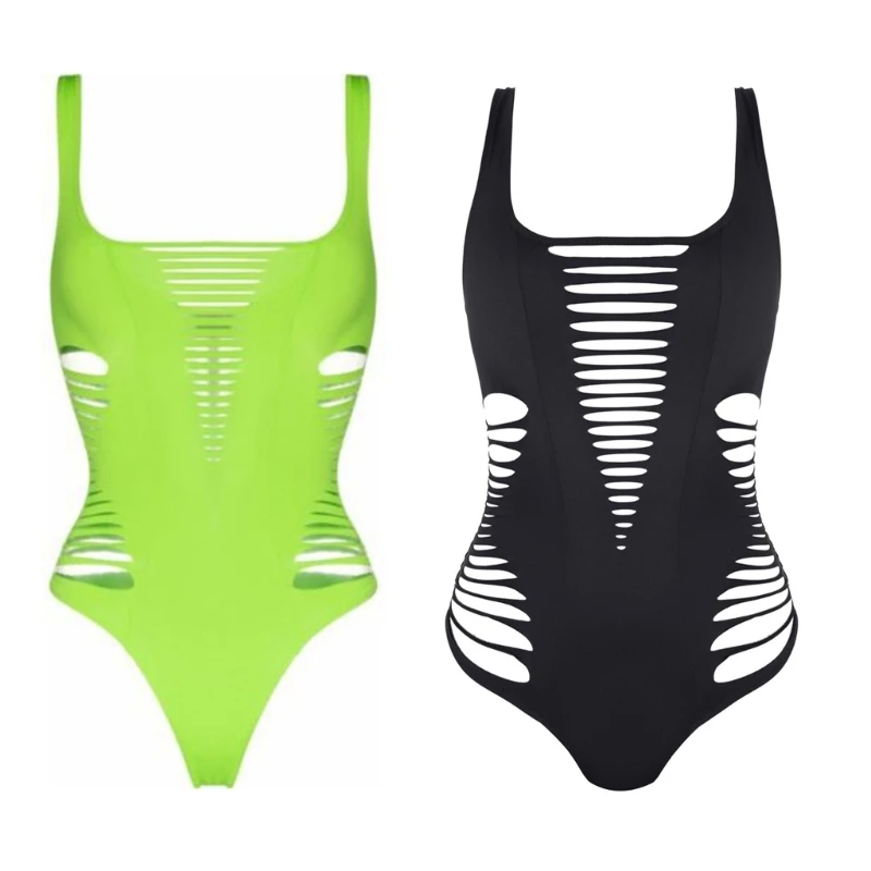 2024 New Women 1 Piece Swimsuit Hollow out Bathing Suit Ladies Sexy Cutout Swimwear Solid Color High Cut Swimwear Beachwear Ins