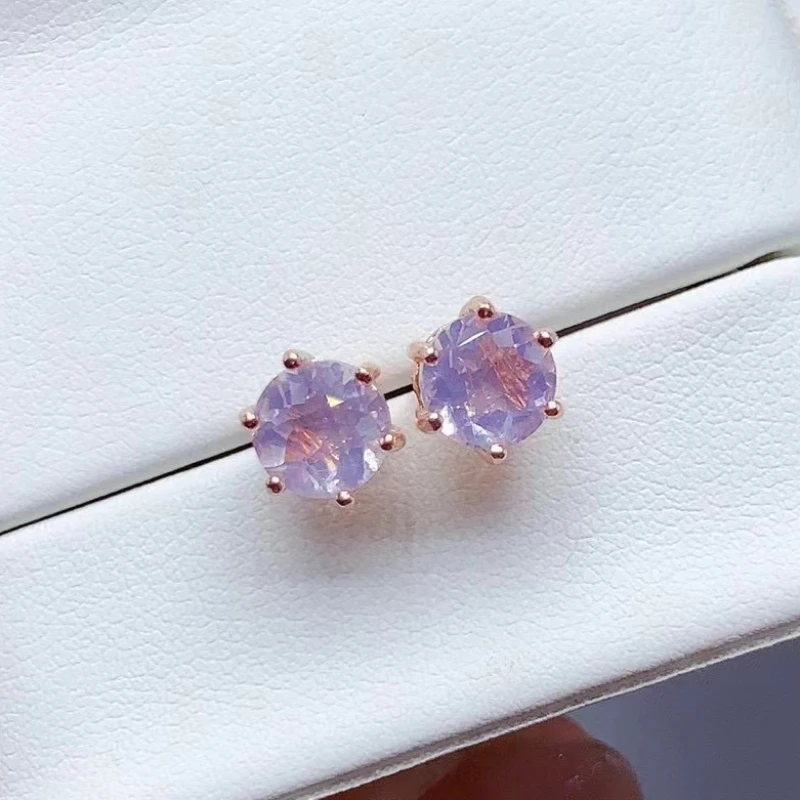 

Light Purple Natural Amethyst Stud Earrings 6mm Total 1.6ct Amethyst Earrings 18K Gold Plated 925 Silver Jewelry