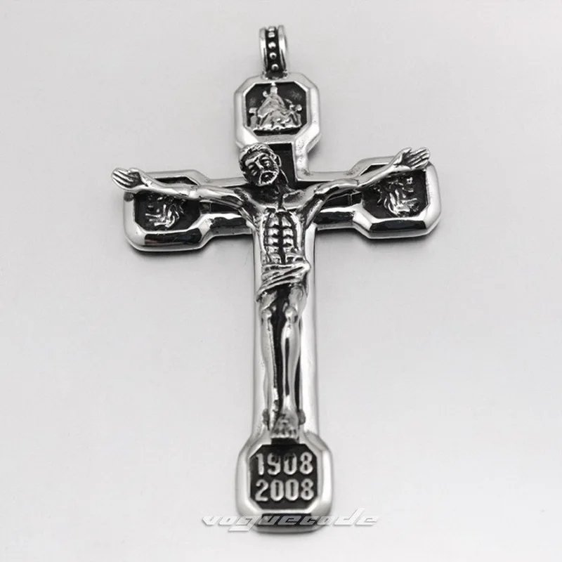 Huge Jesus Cross 316L Stainless Steel Mens Biker Punk Pendant D199 Steel Necklace 24inch Men\'s accessories birthday present