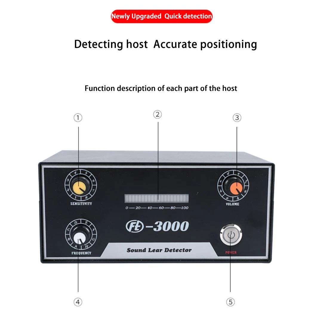 FT-3000 Высокоточный детектор утечек, датчик утечки акустической водопроводной трубы, тестер подземной воды, устройство обнаружения утечек