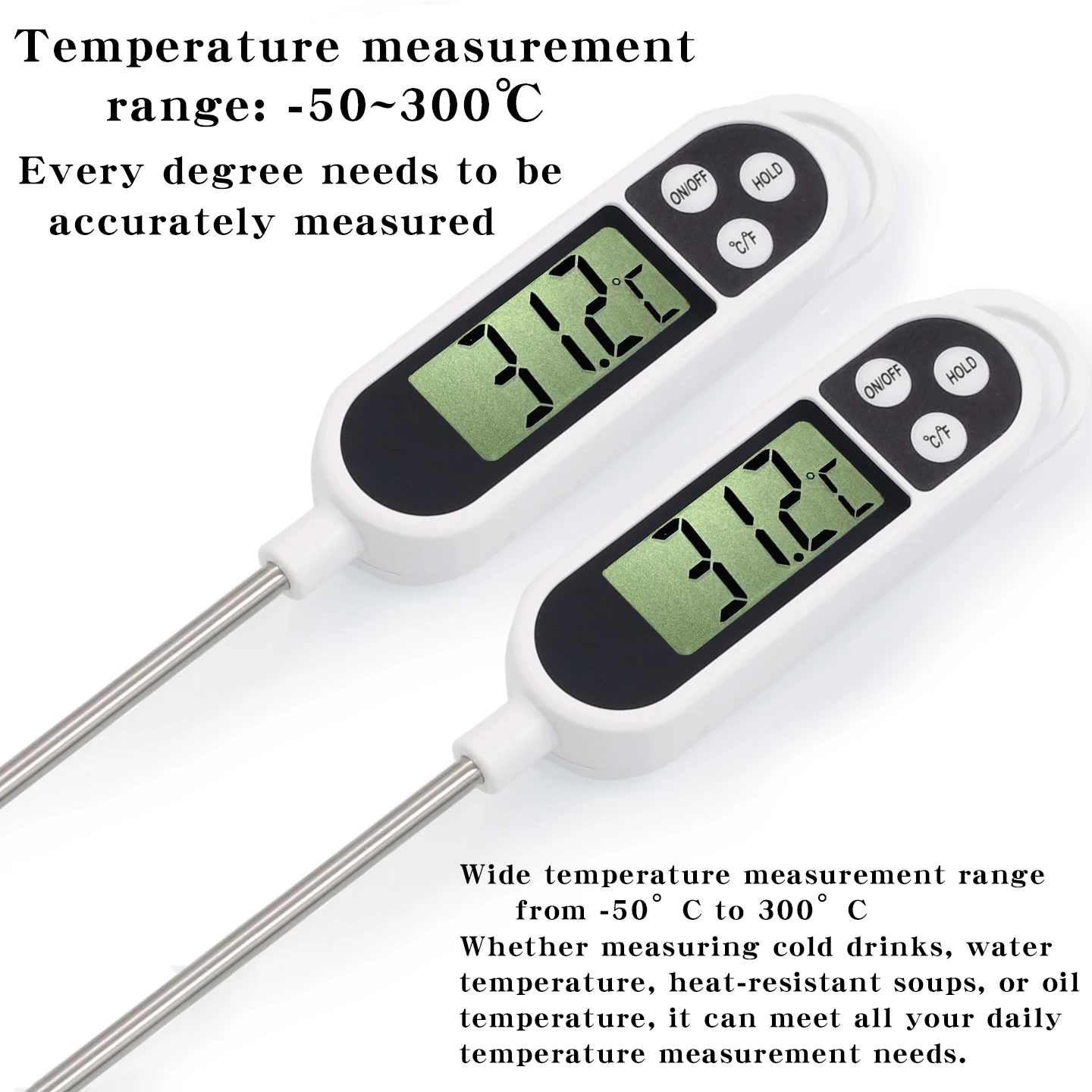 High-Precision Digital Food Thermometer – For Baking, Cooking, and Baby Food, Measures Water, Oil, Milk, and Core Temperatures