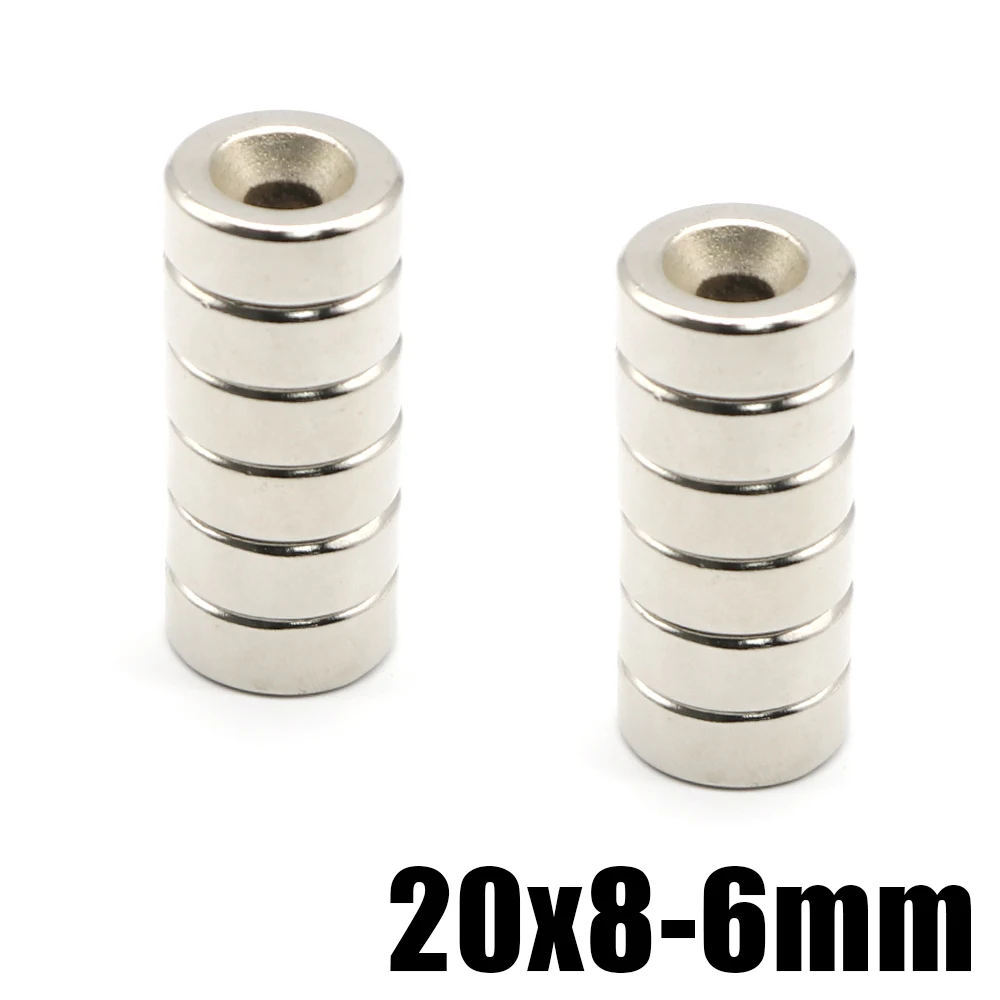 1/2/5/10Pcs 20x8-6 NdFeB Neodymium Magnet Super Powerful Small Round Permanent Disc Magnetic imanes 20x8 Hole 6