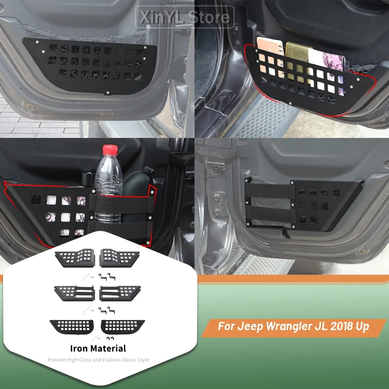

Metal Interior Rear Door Mesh Storage Box for Jeep Wrangler JL/for Jeep JT Gladiator 2018 Up Car Accessories