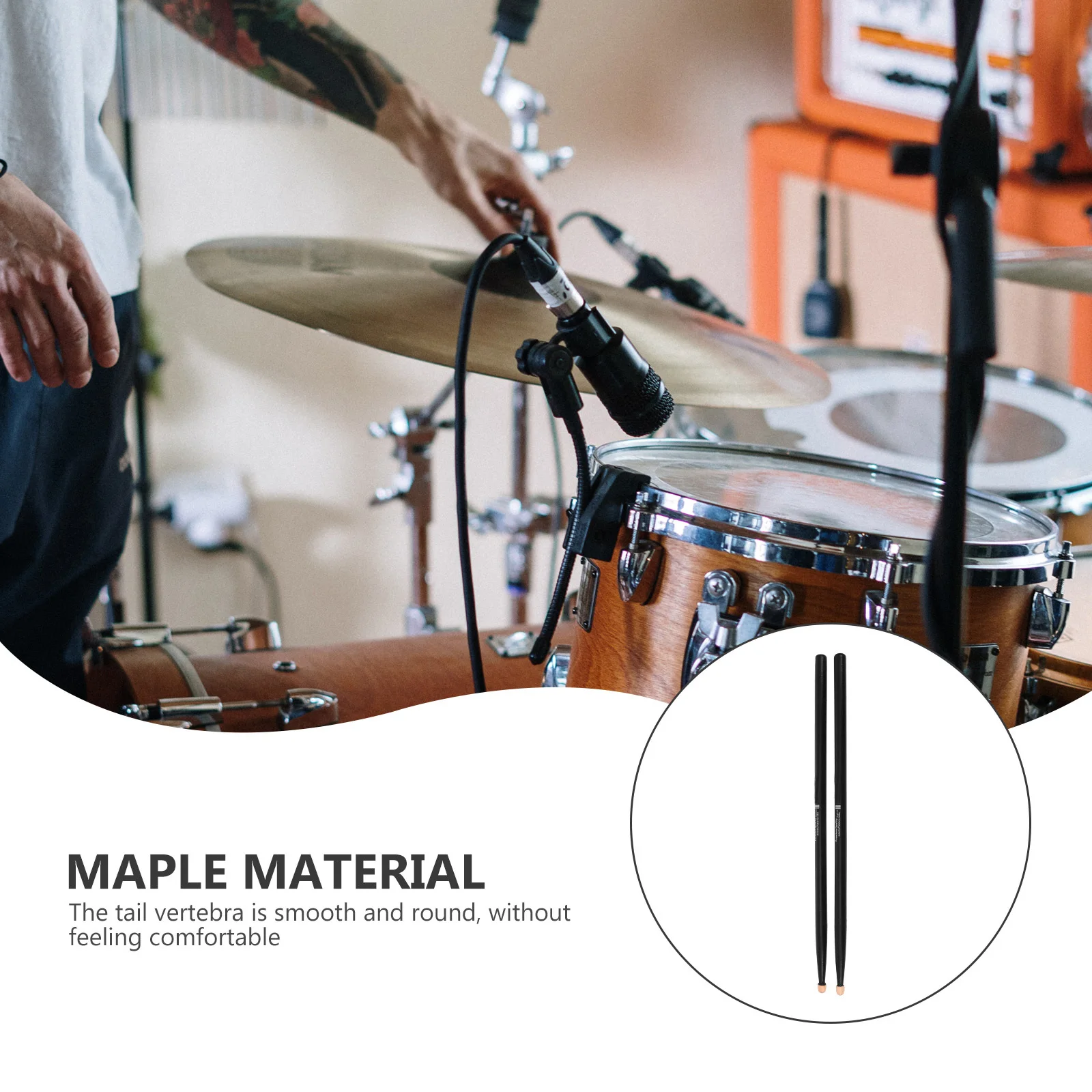 

2Pairs Premium Maple Drumsticks Comfortable Hold Non-Slip Surface Perfect for Practice Performance Wood Drum Accessories