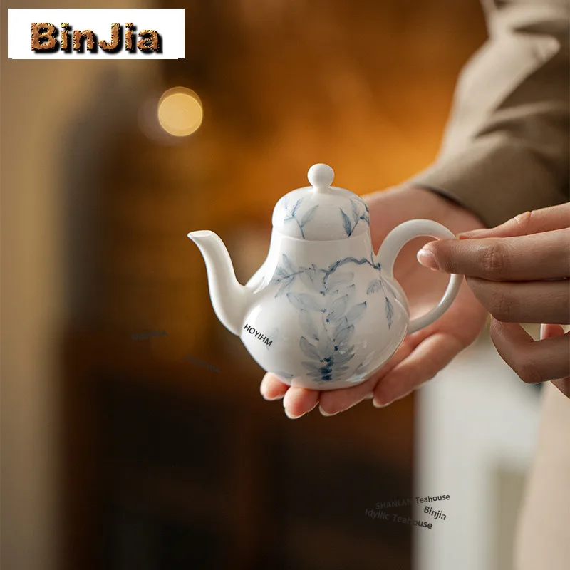 BAEJORIA 135ml Hand-painted Blue And White Wisteria Teapot Creative Tea Infuser Pot Tea Making Kettle With Ball Hole Teaset Gift