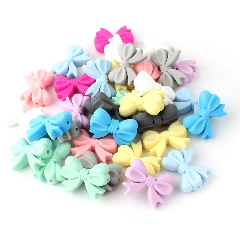 5/10/20/30pcs Butterfly Love Heart Bow Shape Silicone Beads for Making Jewelry DIY Bracelets Keychain Accessories Decoration