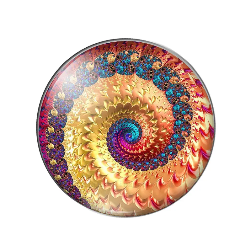 Fashion Colorful Fractals Rotating pattern 10pcs 12mm/18mm/20mm/25mm Round photo glass cabochon demo flat back Making findings