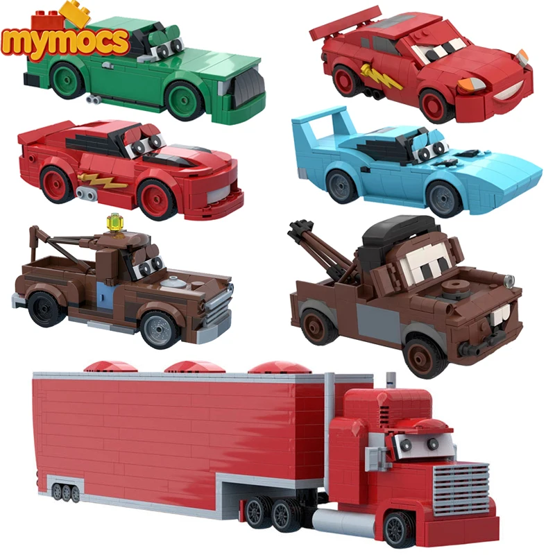 Mymocs Speed Vehicle Technical Car Movie Auto Anime Figures Sportscar Tow Truck Mack Transporter Sets Building Blocks Toys Gift