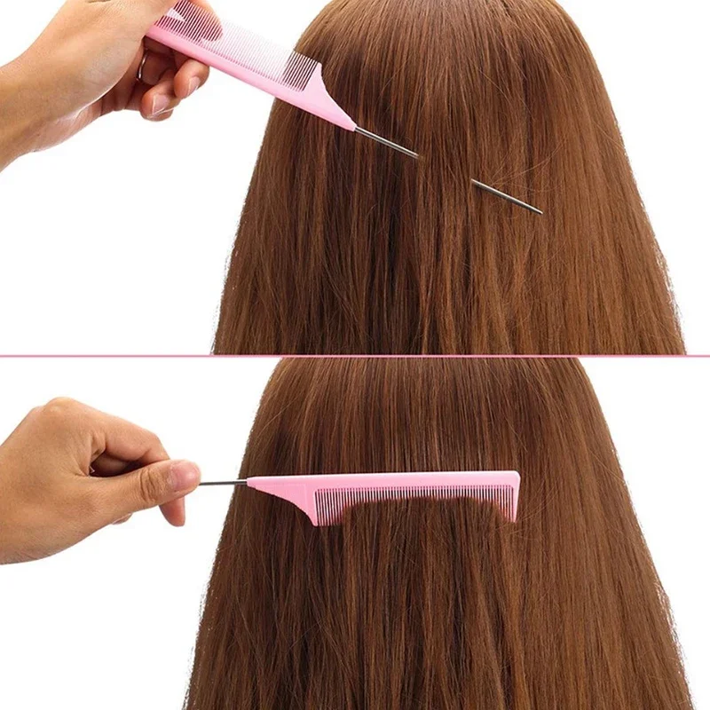 1PC Professional Stainless Steel Hair Comb with Pointed Tail for Salon Cut Styling Spiked Hair Care Tool for Hairdressers