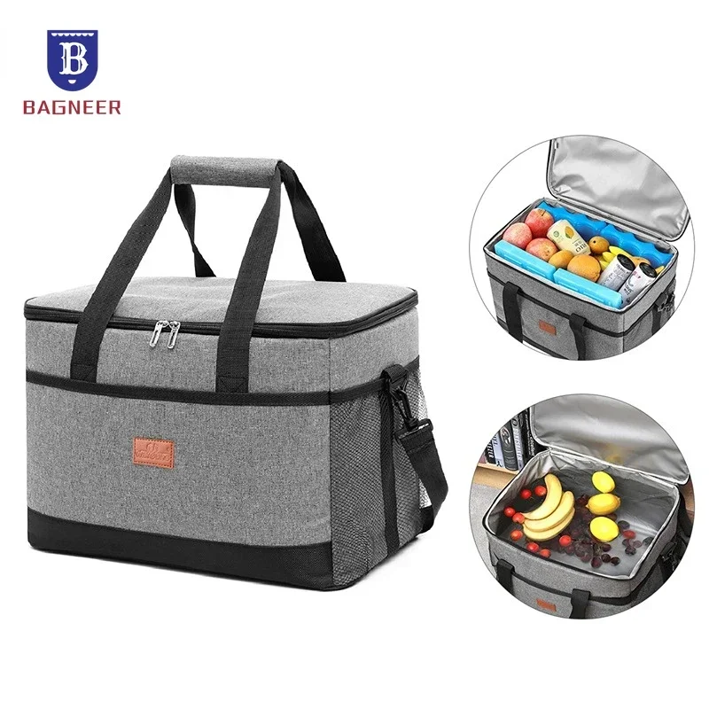 36L Large Insulated Cooler Bag Food Drink Thermal Picnic Lunch Bag Leakproof Cooling Box Camping BBQ Family Outdoor Activities