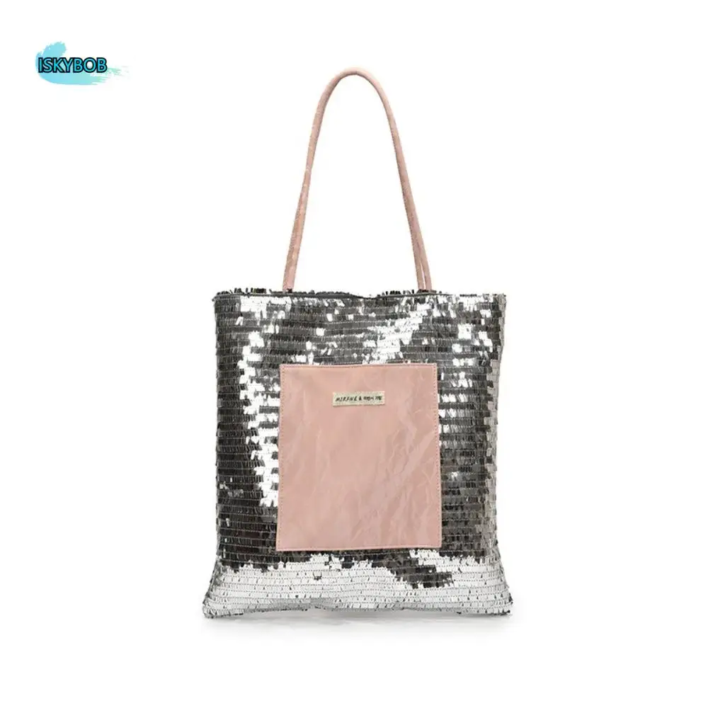 

Простая сумка через плечо с блестками в горошек, многофункциональная сумка-тоут в корейском стиле, квадратная женская сумка большой вместимости, дорожная сумка