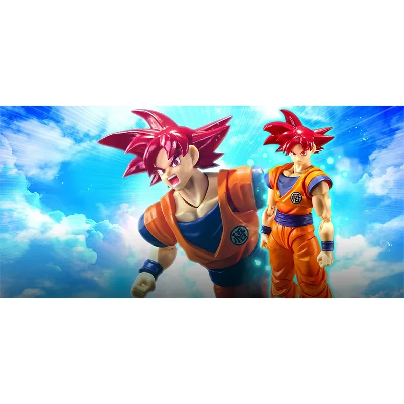 Original Bandai S.H.Figuarts SHF Super Saiyan Dios Son Goku el corazón de la justicia Dragon Ball en Stock Anime modelo de acción Juguetes
