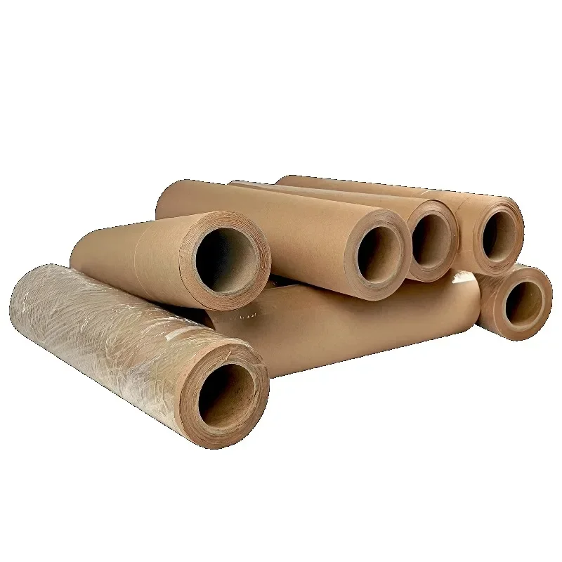 Original pulp natural self-adhesive brown craft paper roll wrap pallet instead of plastic film