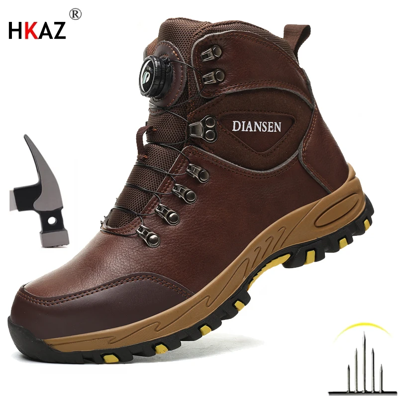 Rotary Buckle Safety Shoes For Men\'s Work Safety Boots Anti Impact And Anti Puncture Work Sports Shoes, Not Wasily Damaged Work