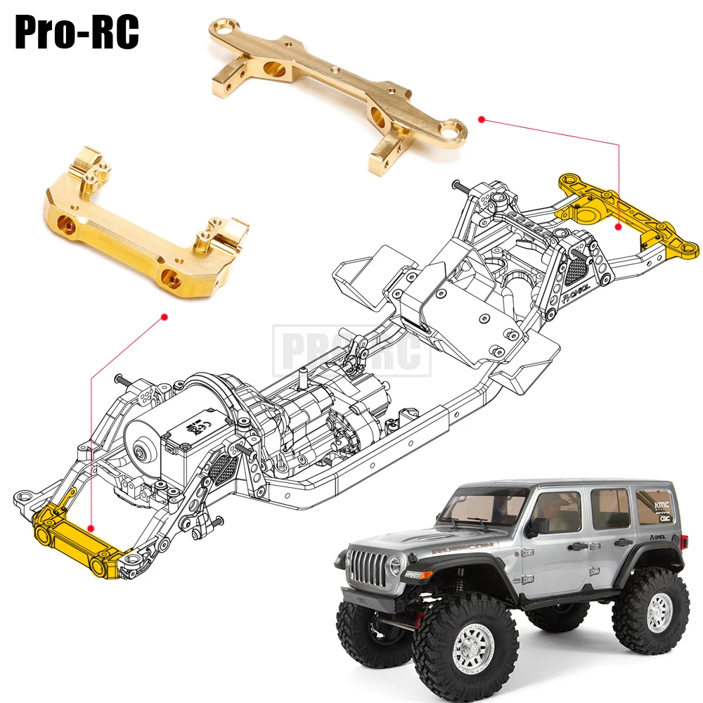 Front & Rear Brass Bumper Body Mount Servo Base Counterweight AXI231016 for Axial 1/10 SCX10 III AX103007 RC Crawler Car Part