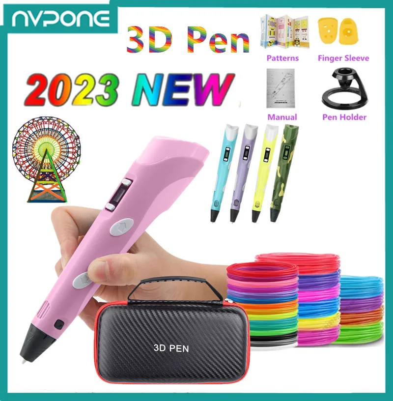 3D Pen LCD Screen Compatible PLA Filament Toys for Children Child Kids 3D Drawing Pen 3D Printing Pen for Kids Christmas Gift