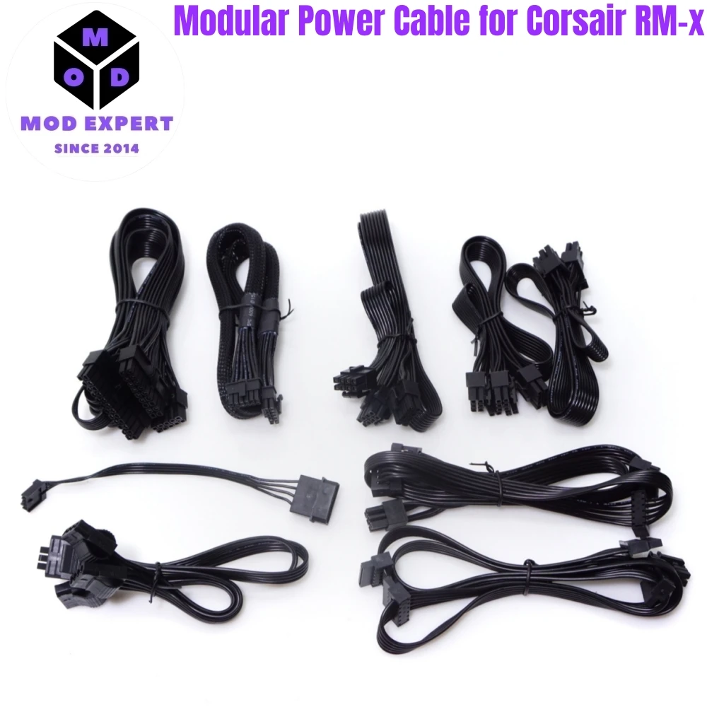 Modular Cable for Corsair RM1000x, RM850x, RM750x, RM650x, RM550x Type 4 Power, GPU 6+2 PCIe, CPU 4+4Pin, SATA, Molex, ATX 24Pin