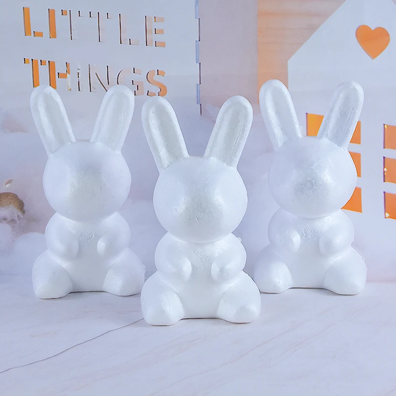 1pc White Foam Cartoon Rabbit Model Polystyrene Styrofoam Handmade Creative Crafts Wedding Birthday DIY Gift Home Party Decors