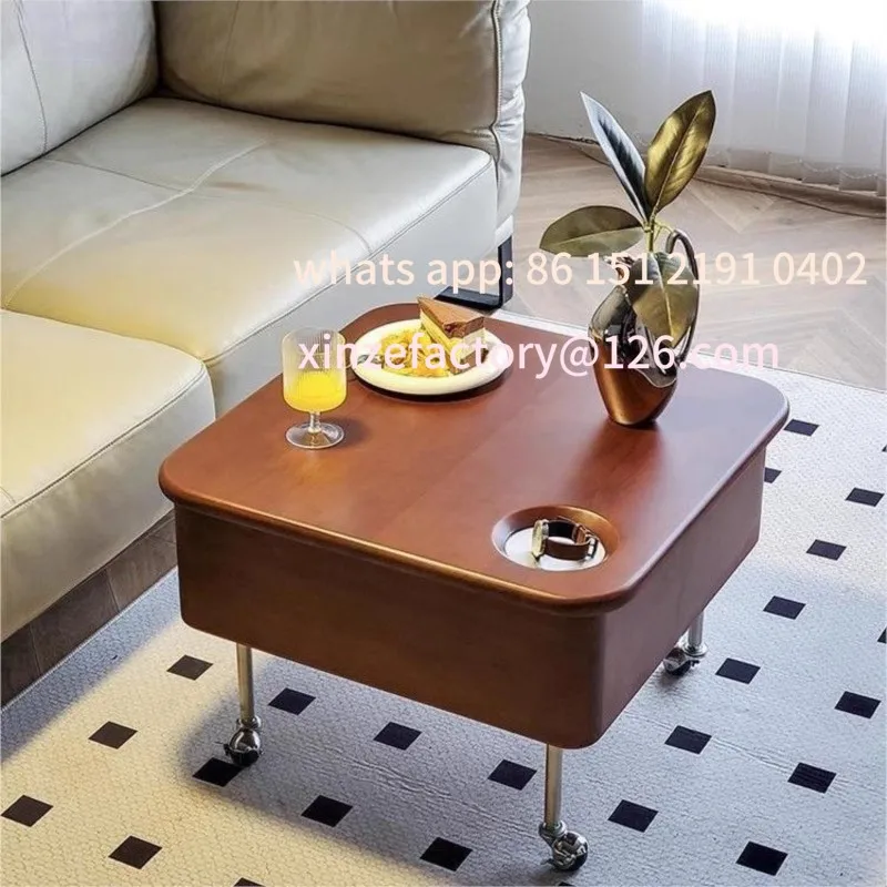 

Customizable Solid Wood Lifting Coffee Table Movable And Foldable Multifunctional Edge Table Small-sized Living Ro