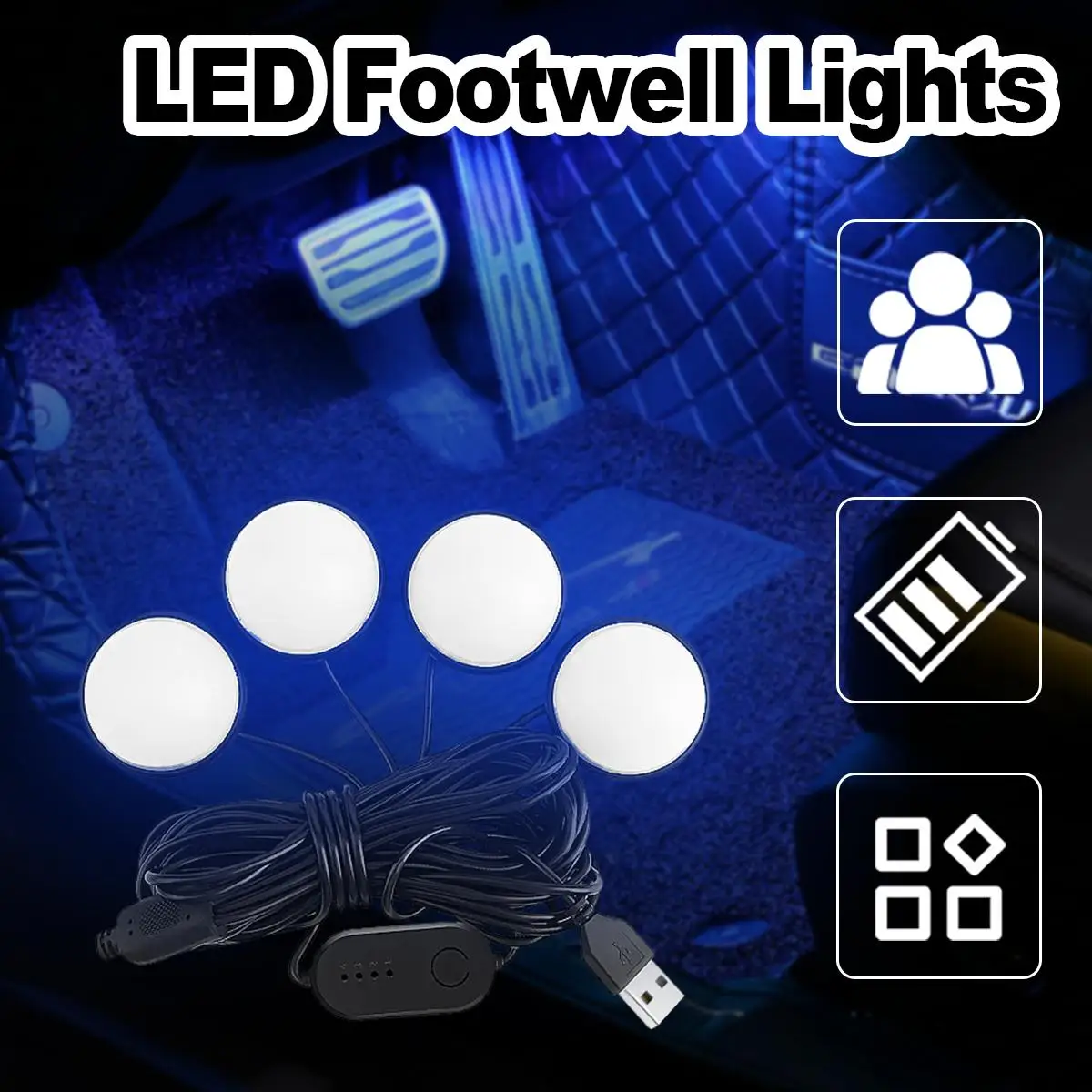 

Colorful Usb Led Car Foot Ambient Light Lighting Accessories Atmosphere Decorative Backlight Lights Back Interior Decoration Kit