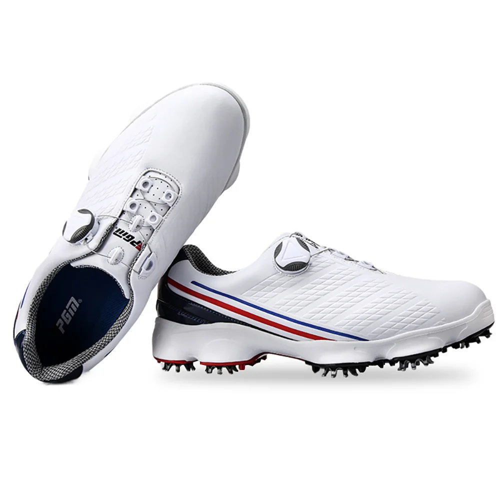 PGM zapatos de golf para hombre, suela ancha, cordones giratorios, impermeables y transpirables