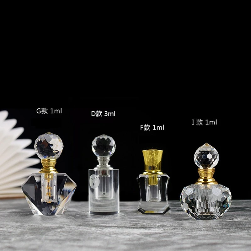Flacon compte-gouttes vide en cristal pour huiles essentielles 1-3ml, rechargeable, pour parfum, décoration en cristal, flacon de parfum vintage pour voiture, idéal comme cadeau