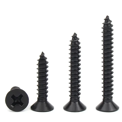 Imagen 2 del producto 100 unids/lote M1 M1.2 M1.4 M1.5 M2 M2.6 M3 M3.5 M4 M5 tornillo autorroscante de cabeza plana avellanada cruzada acero al carbono Phillips negro