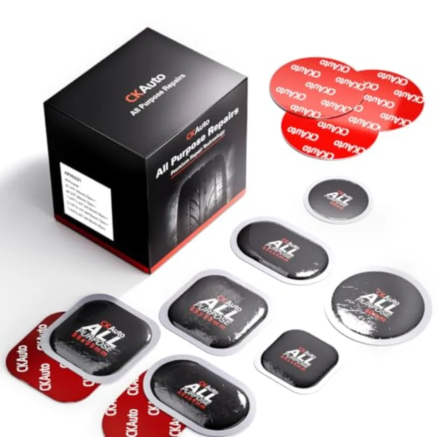 100 PCS Combination All Purpose Tire Repair Patch Kit Heavy Duty, for Car Van Truck Bus Motorcycle Bike and Inner Tire, Round 1