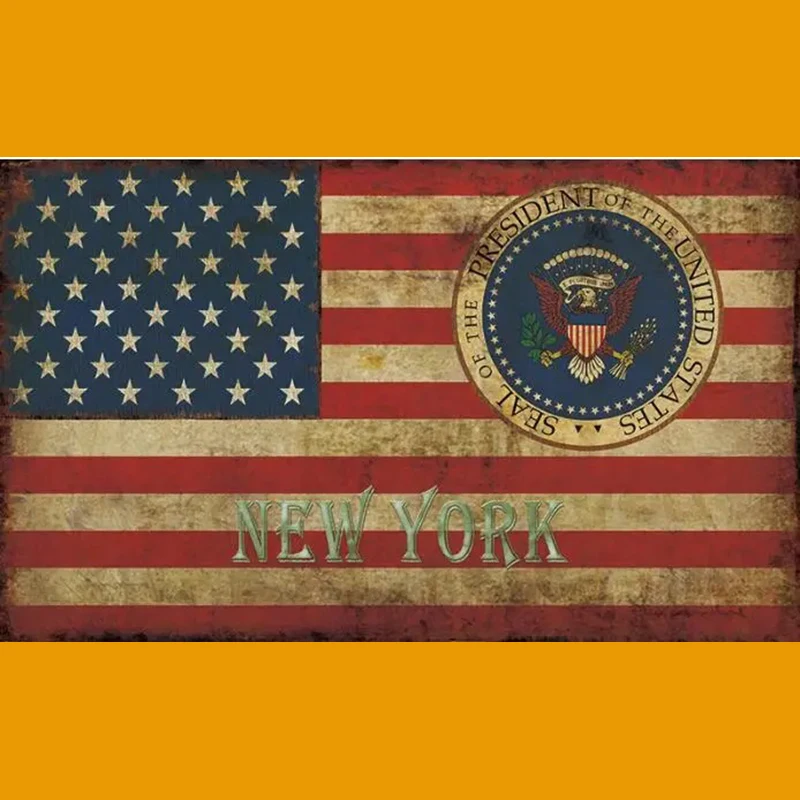 American Flag with new york Polyester custom president any hobby history USA FLAG BANNER