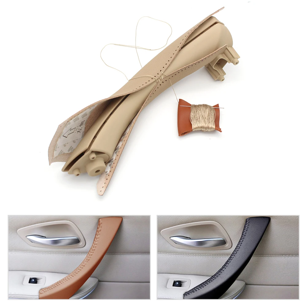 Hand sewing Micro Leather Right /left Door Panel Handle Pull Trim Cover Inner Handle Cover For BMW 3 Series E90 E91 325 330 318