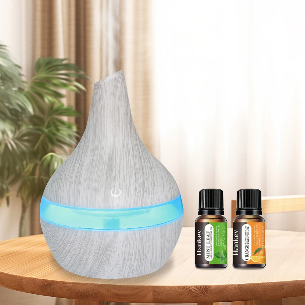 

300ml USB Humidifier & Essential Oil Diffuser with 2 Oils Auto Shut Off, Ultra Quiet, Perfect for Office, Yoga & Better Sleep