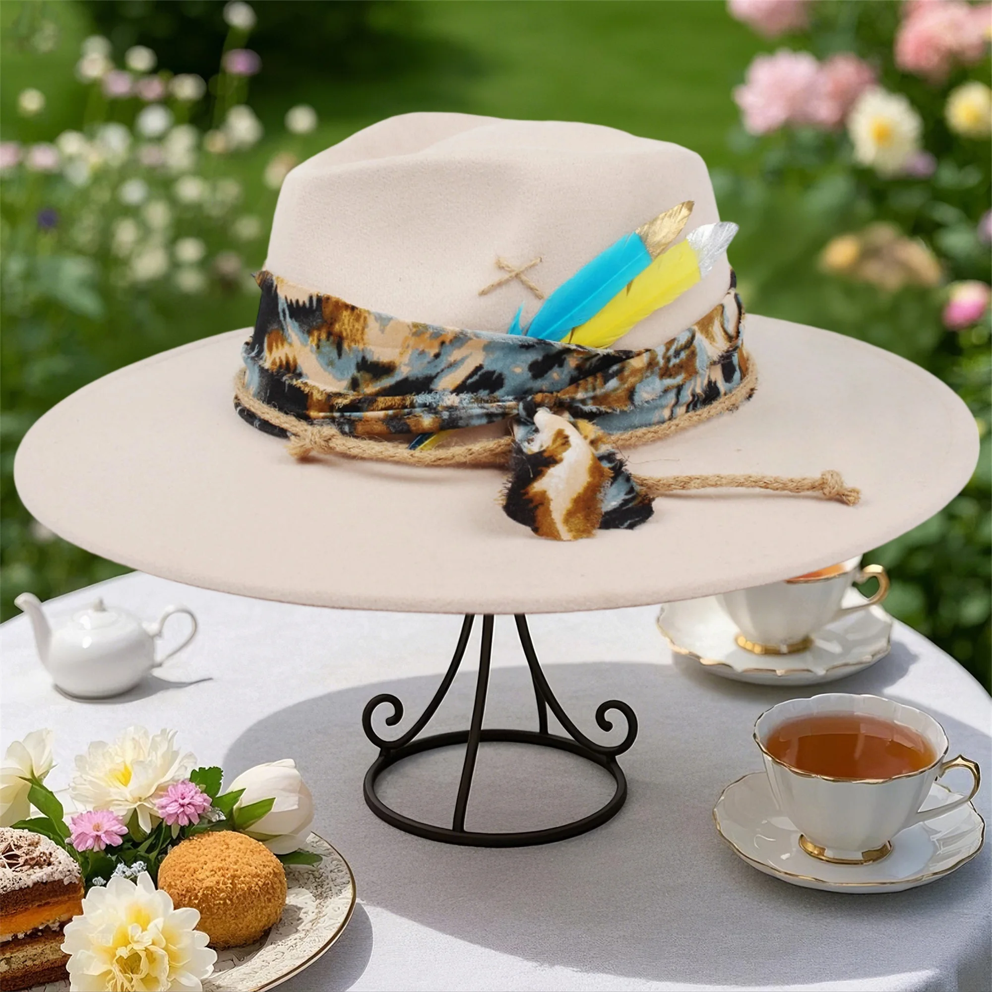 قبعات فيدورا صوف كلاسيكية للنساء والرجال قبعة تريلبي ذات حافة واسعة مع تفاصيل ريش عتيقة #2