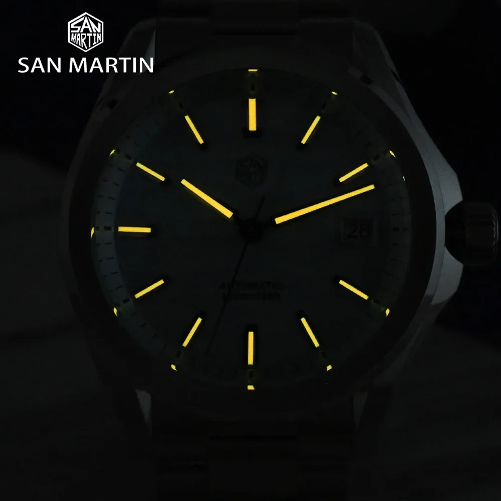 San Martin Original 39mm Gada Fashion Men Dress Watch Orange Luminous NH35 Automatic Mechanical Business Men Watches Waterproof