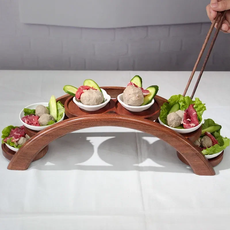 Hotpot Arch Bridge Plate Sushi Bridge Boat Tableware Dessert Wooden Dim Sum Plate Sushi Tray Japanese Kitchen Bento  Sushi Plate