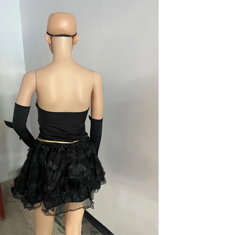 Halloween Costume Purim Black Bat Cosplay Costume With Mask Adult Women Carnival Party Dresses