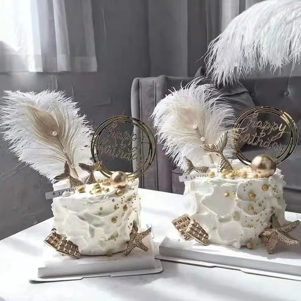 

2Pcs Birthday Cake Decor Design Cake Toppers Delicate Inserting Baking DIY Natural Style Dessert Decorations