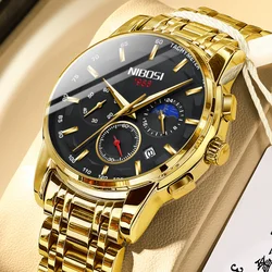 NIBOSI Luxury Men Watch Top Brand Sports Quartz Luminous Mens Watches Waterproof Chronograph Wristwatch Men Relogio Masculino