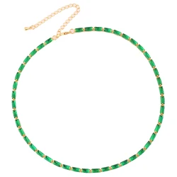 Sexy Choker Tennis Chain Necklace For Women Luxury Green Cubic Zircon Diamond Short Iced Out Hip Hop Neck Accessories Jewelry