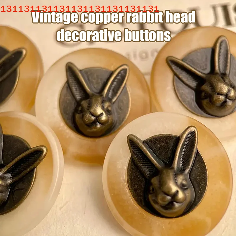 10 pièces pour vêtements chapeaux sacs à dos couture Textile décoration 25mm Vintage cuivre tête de lapin boutons