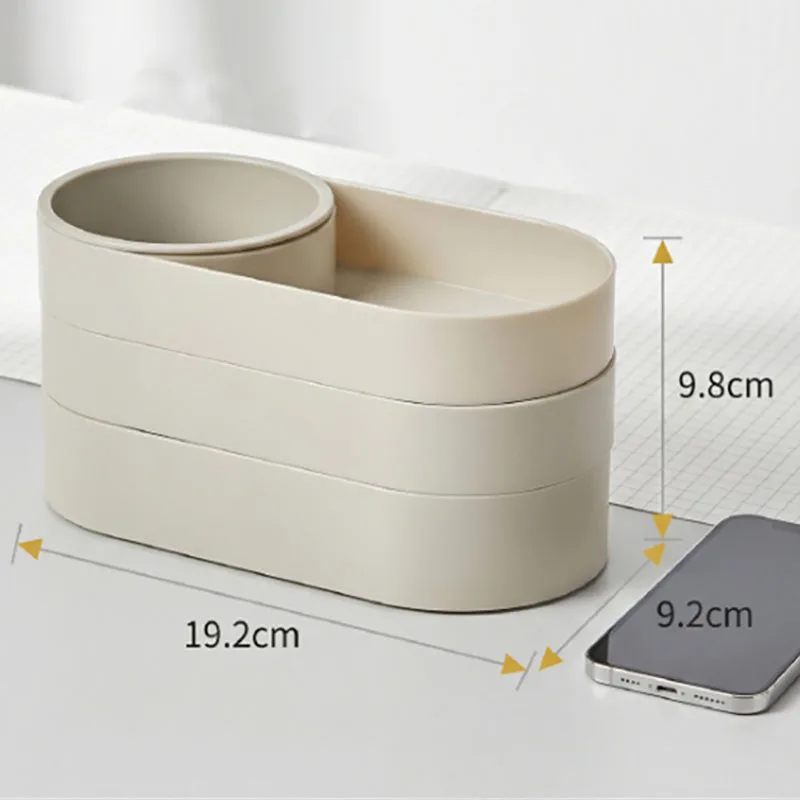 Rotating Multi-Layer Makeup Brush Storage Box with Independent Brush Bucket Large Capacity Cosmetic Lipstick Jewelry Storage Box