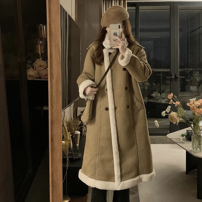 Autumn And Winter 2022 New Women's Overcoat Females Wool Coat Fashion Turn Down Collar Coat Medium Length Thickened Jacket