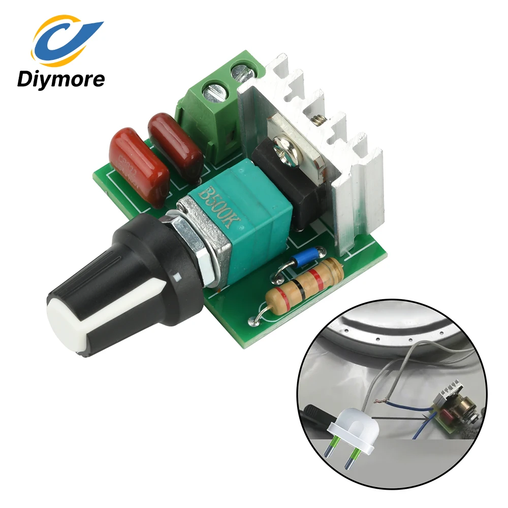 500W AC 220V Variable Stepless Speed ​​Regulator Control Module for Motor Fan Temperature Lighting Regulating Voltage Governor