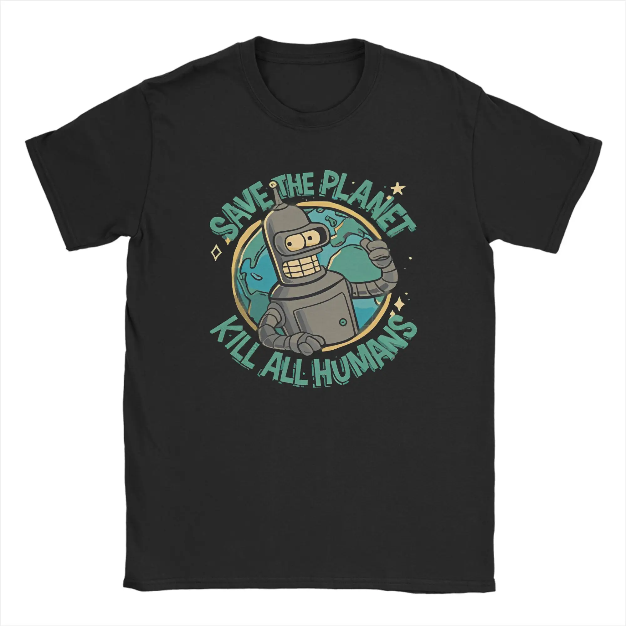 حفظ الكوكب قتل جميع البشر Futurama Merch الرجال والنساء تي شيرت 2025 الصيف تي شيرتات قطن الجرافيك المطبوعة تي شيرت