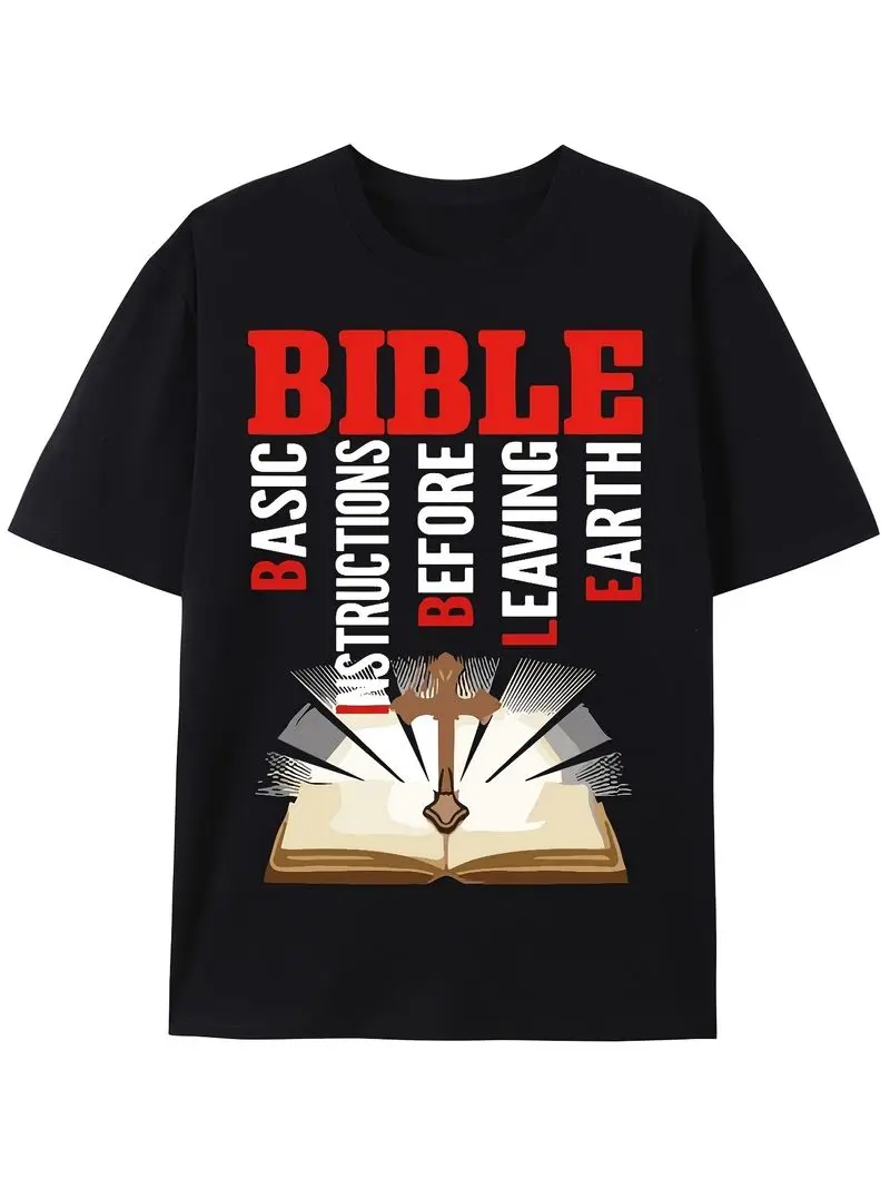 Men's Unisex's Bible Verse T-Shirt, Round Neck Short Sleeve, Cross Book Of Revelation 3:14-15, All-Season Comfort Fit, Daily Tee