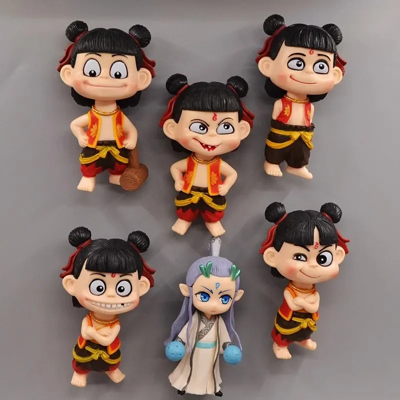 Nezha's Magic Boy: Sea of Troubles Filme feito à mão Mesmo estilo Figura Nezha Modelo mágico ao redor do ornamento de mesa Boneca Anime